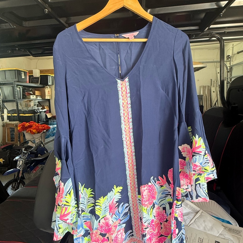Lilly Pulitzer Blue Graphic Embellished Midi Dress